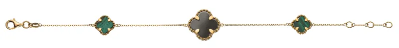 Armband Gelbgold 750 Malachit Onyx 19cm verstellbar