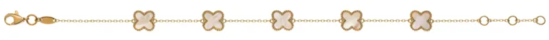 Armband Gelbgold 750 mit 5 Perlmuttkreuzen 10mm