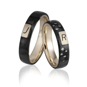 Breuning Trauringe Carbon mit Diamanten - 48/06520 & 48/06519