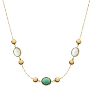 Collier Gelbgold 750 mit Amethyst und Turmalin Cabochon 45cm