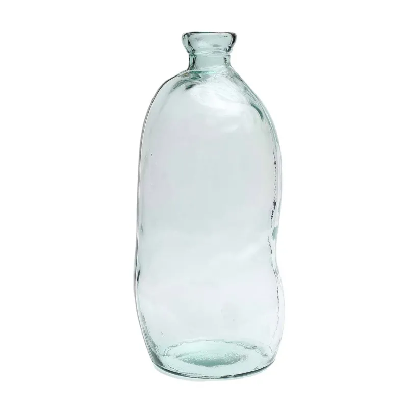 Vase – Recyceltes Glas, Organisches Design, Flaschenform, Blau - Jinsuo | Bazar Bizar Antwerp
