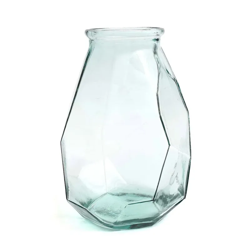 Vase – Recyceltes Glas, Geometrisches Design, Skulpturale Form, Hoch - Origami | Bazar Bizar Antwerp