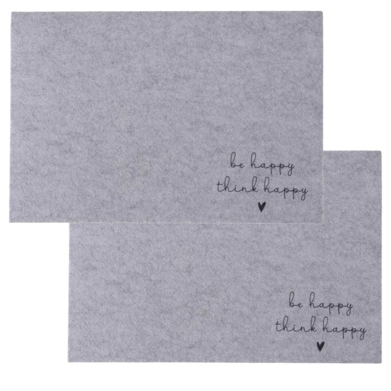 KI-generiertes Bild 2x Filz Tischset Platzset Happy Hell-Grau 45cm Rechteckig Platzdeckchen Platzmatte