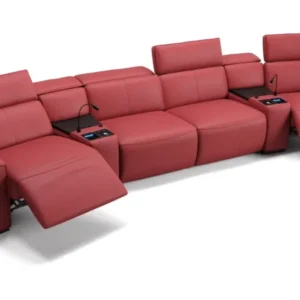 Leder 4-Sitzer Kinosofa mit zwei Mittelkonsolen LORETO