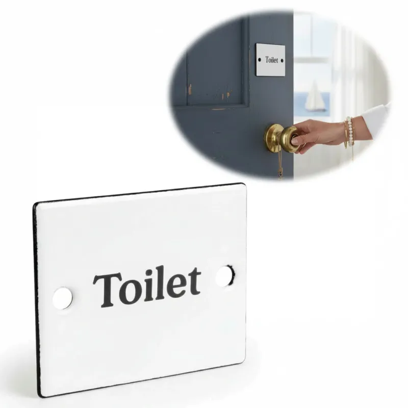 KI-generiertes Bild Vintage Emaille Türschild Toilet 6x5cm Toilettenschild Deko Nostalgie Schild