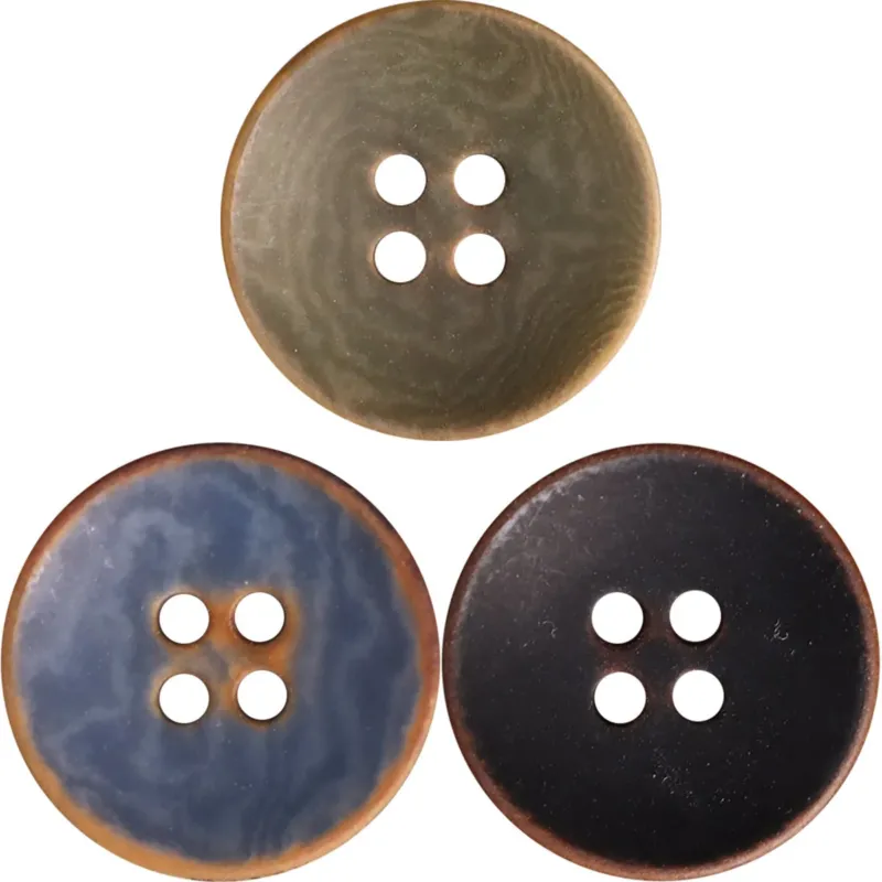 Bowl-Shaped Natural Fruit Buttons Black Blue Green Burned Edges 12PCS