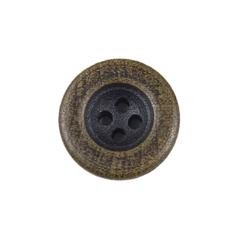 Natural Wood Buttons Dark Brown Vintage Concave Round 4-Hole 30pcs
