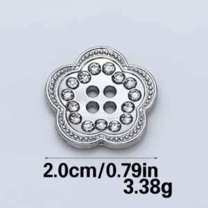 20mm Modern Chinese 4-Hole Rhinestone Zinc Alloy Buttons 10-Piece Silver