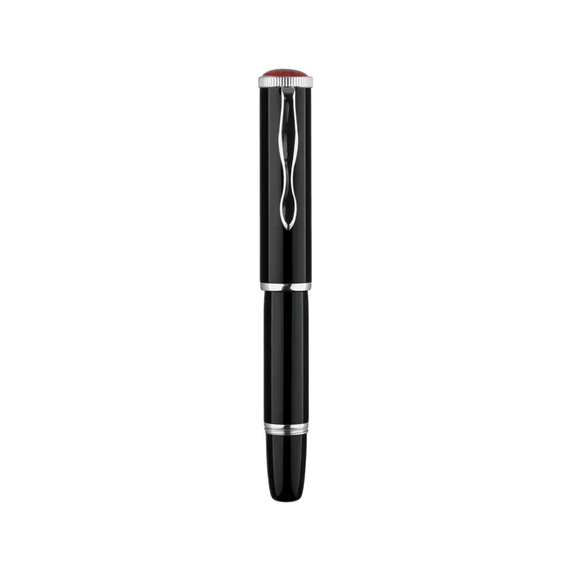 MAJOHN RS2 Short Pocket Fountain Pen — Metal Lacquer Finish, 100mm Travel Pen Black