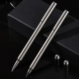2-in-1 Dual-Tip Metal Signature Pen Set Gel Ink + Inkless Eternal Pencil 2 Pack