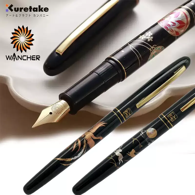 Kuretake x Wancher Maki-e Student Fountain Pen with Ink Converter