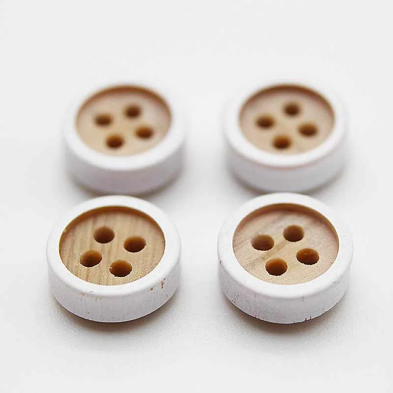 8.8mm Round 4-Hole Double-Layer Wood Grain Resin Buttons 100pcs