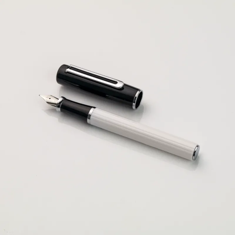 Tang Yue E5 Inspiration Fountain Pen – Magnetic Cap | Converter & 2.6mm Cartridge Compatible | Chinese Artisan Pen Black White