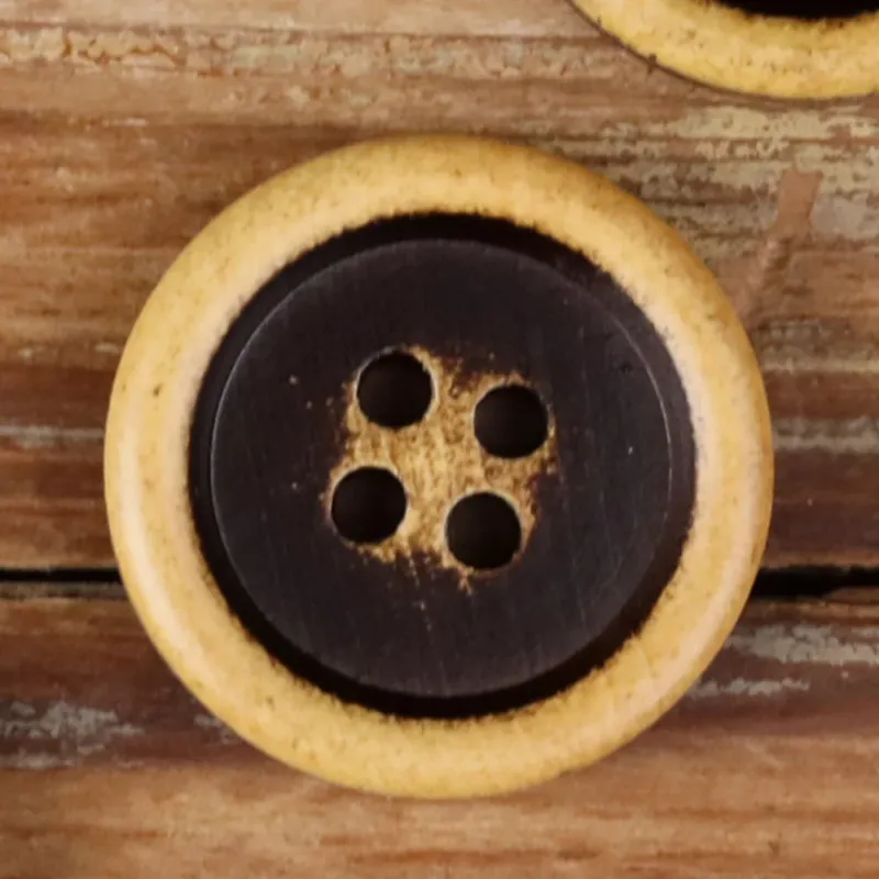 Dopamine Color Series Round 4-Hole Wood Buttons – Set of 30 Black