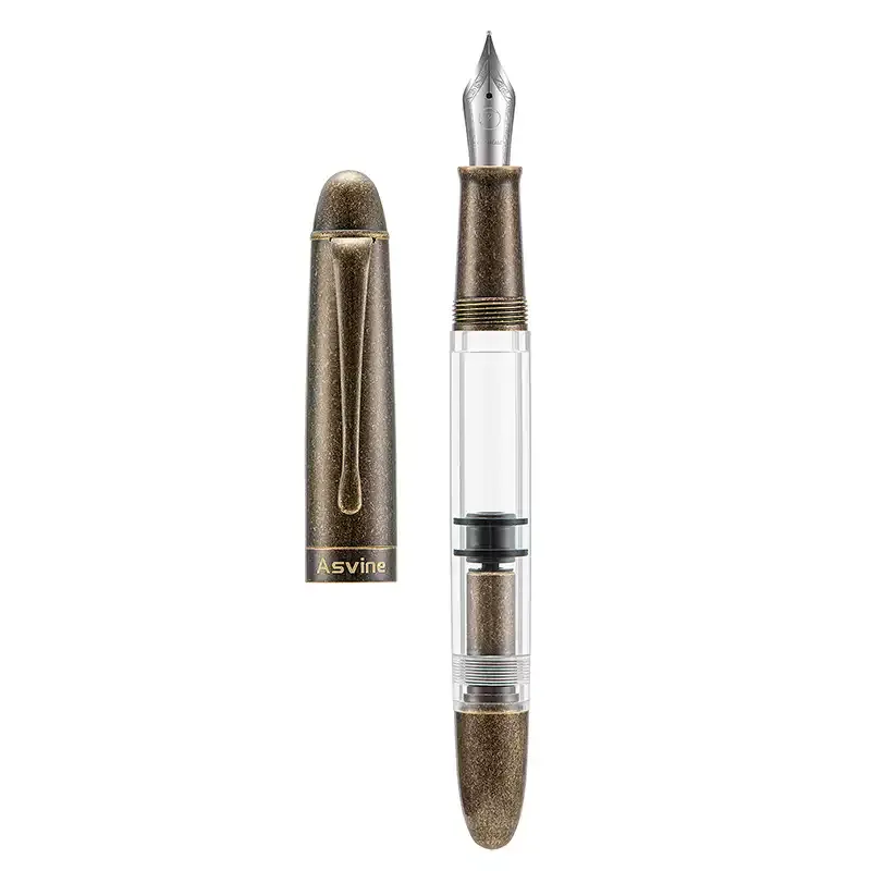 Asvine P30 Torpedo Vintage Brass & Resin Fountain Pen | Piston Filling | Retro Design
