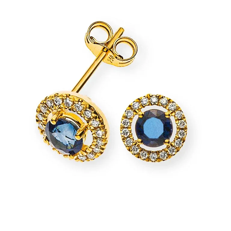 Ohrringe Gelbgold 750 mit Saphiren und Brillanten