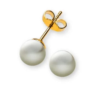Perlohrringe Gelbgold 750 mit weisser Rundperle ca. 6.5-7.0mm