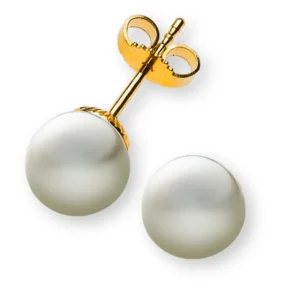 Perlohrringe Gelbgold 750 mit weisser Rundperle ca. 8.0-8.5mm