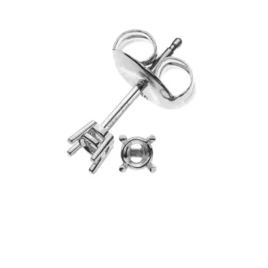 Ohrstecker Solitär-Rohling 4-Griff-Fassung Weissgold 750