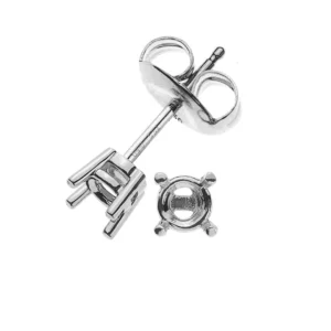 Ohrstecker Solitär-Rohling 4-Griff-Fassung Weissgold 750