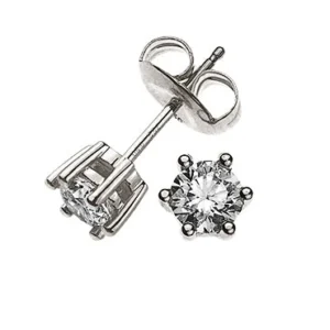 Solitär Ohrstecker 6-Griff Fassung Weissgold 750 0.33ct.