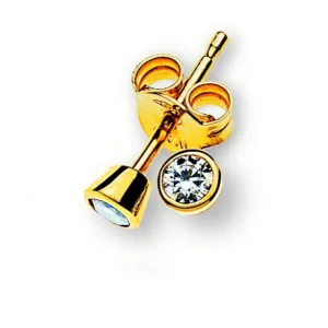 Ohrstecker Weiss Zirkonia Gelbgold 375 Zargenfassung