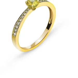 Ring Gelbgold 750 mit gelbem Saphir 0.35 ct. und Brillanten H SI 0.11 ct.