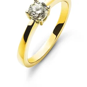Solitär Ring Gelbgold 750 4-Griff-Fassung 0.25 ct.