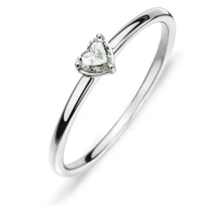 Solitär Ring Weissgold 750 Herz-Diamant 0.16ct H SI