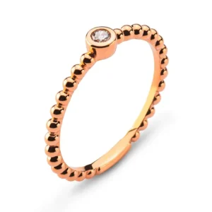 Solitär Kugeli Ring Rotgold 750 Zargenfassung 0.07ct H SI