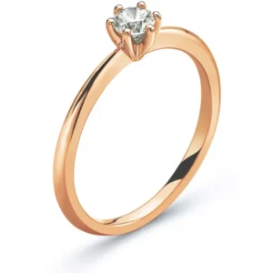 Solitär Ring 6-Griff Fassung Rotgold 750 H/SI 0.25ct.