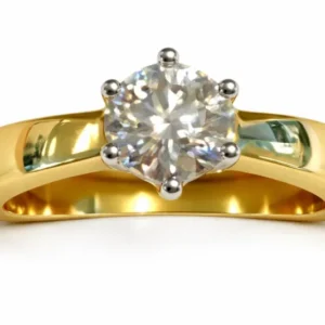 Solitär Ring Bicolor 750 mit 6-Griff-Fassung H SI 1.00ct.