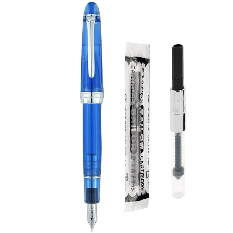 SAILOR Shiki-Ori Fountain Pen | 1911 Vintage F Nib | Transparent Blue Barrel | Converter Included