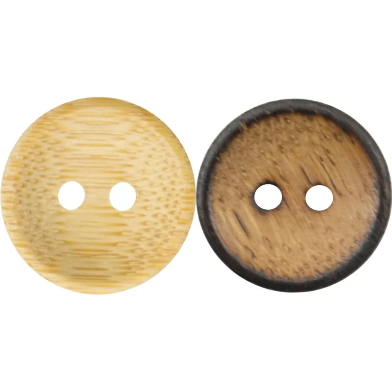 Natural Bamboo Buttons,Burnt and Distressed,10 Pack