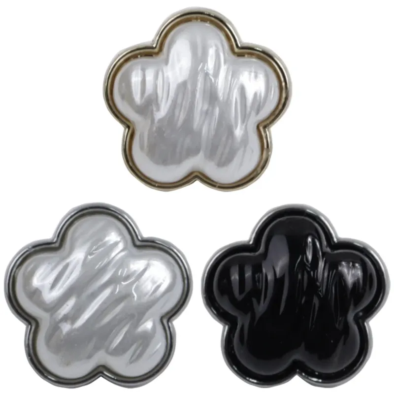 Flower White Gold Resin Metal Buttons for Children's Dresses Shirts 10pcs