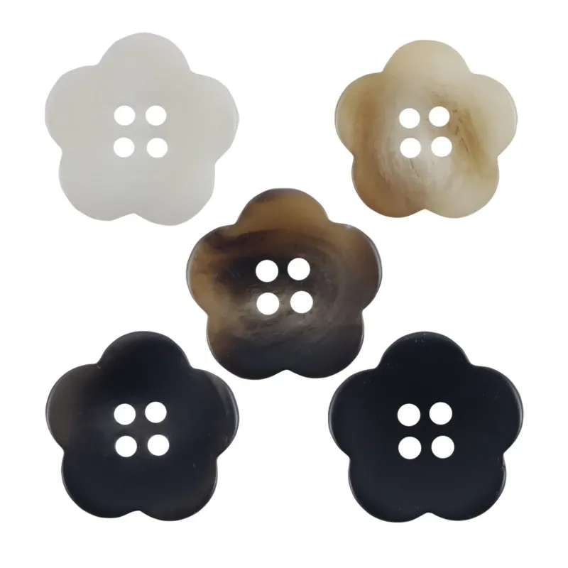 Cute Flower Amber Resin Buttons 20pcs