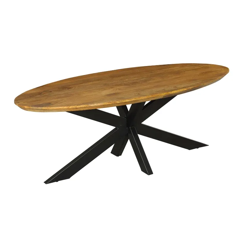 Esszimmertisch - Mangoholz massiv, Ovale Form, Matrix Gestell, 180 cm – Brandy | Starfurn