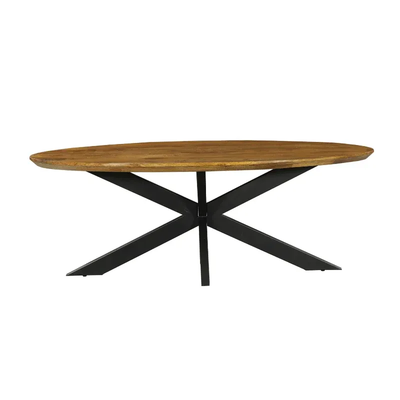 Esszimmertisch - Mangoholz massiv, Ovale Form, Matrix Gestell, 240 cm – Brandy | Starfurn