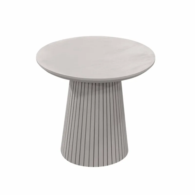 Couchtisch – Mangoholz Material, Runde Form, Taupe Farbe, 50 cm - Solana | Starfurn
