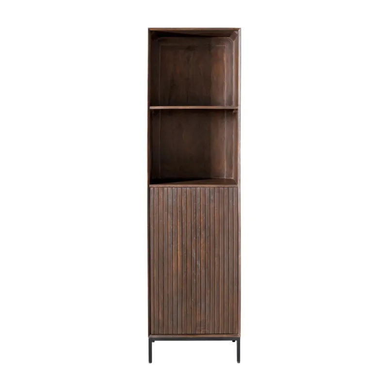 Bücherregal – Mango Holz, Vertikale Lamellenfront, Metallrahmen – Madison | Starfurn