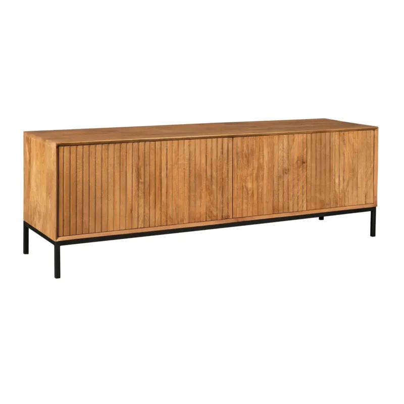 TV-Möbel – Mangoholz, Lattenfront, Naturfarbe – Madison | Starfurn