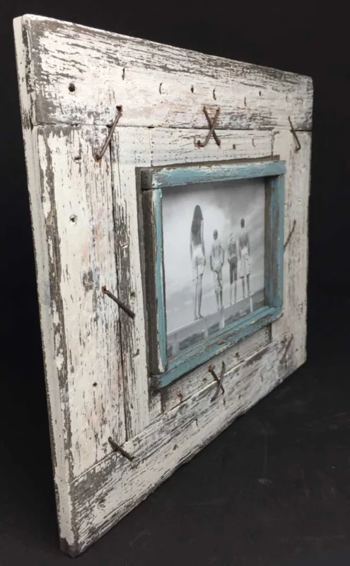 KI-generiertes Bild,Vintage Holz Bilderrahmen 10x15cm Weiß Maritim Aufsteller Fotorahmen