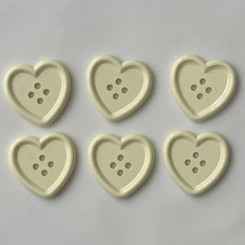 25mm Shiny Beige Heart Plastic Craft Buttons 40pcs