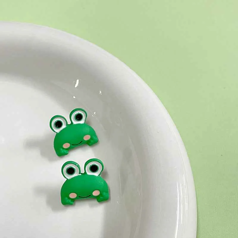 16x14mm Green Cartoon Frog Metal Buttons with Shanks for Children's Garments 12pcs