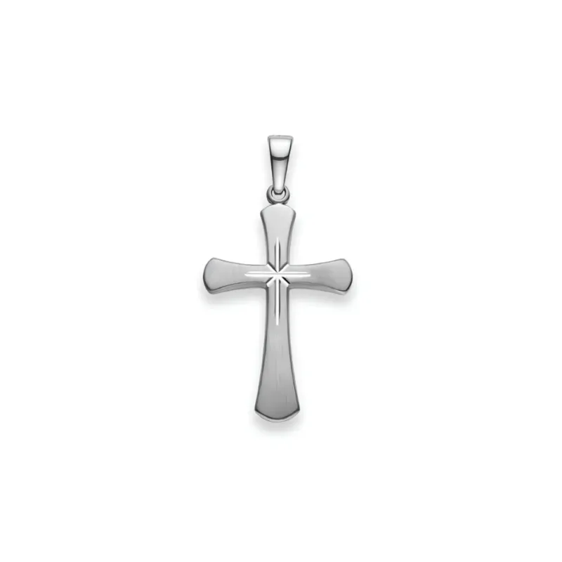 Kreuz Anhänger 925 Silber Matt/Poliert Rhodiniert 24x16 mm - 6258.03315/0001