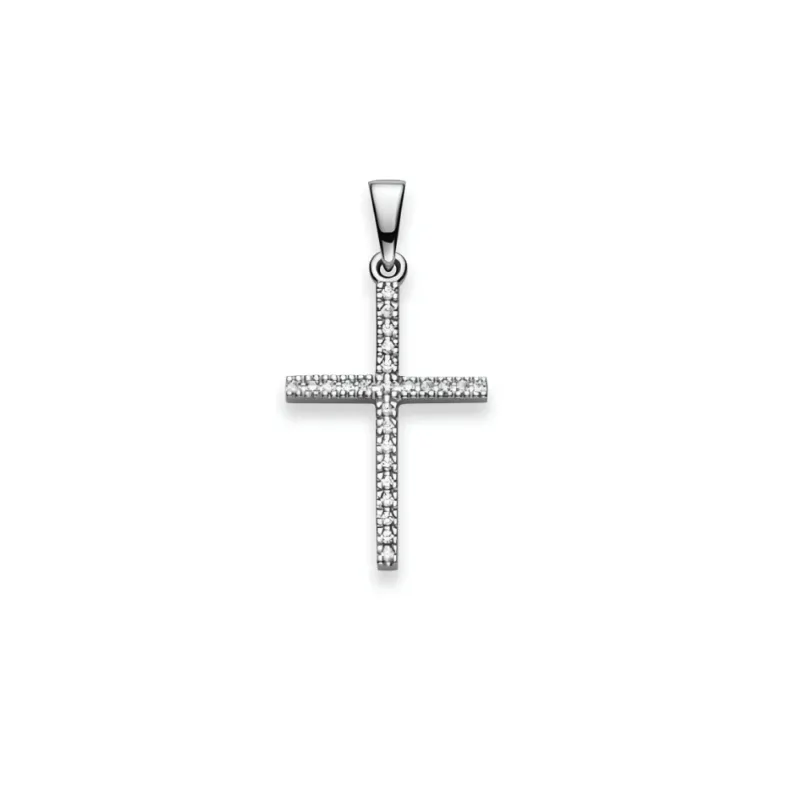 Kreuz Anhänger 925 Silber mit 25 Zirkonia Rhodiniert 22x15 mm - 6258.03295/0001