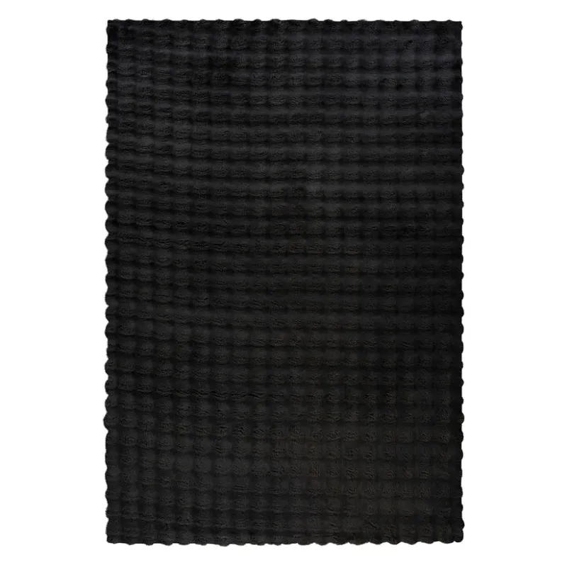 Teppich – Cloud-Soft Hochflor Komfort, 3D Tiefen Design, Schwarze Farbe, 80 x 150 cm - Hailey 125 | Kayoom