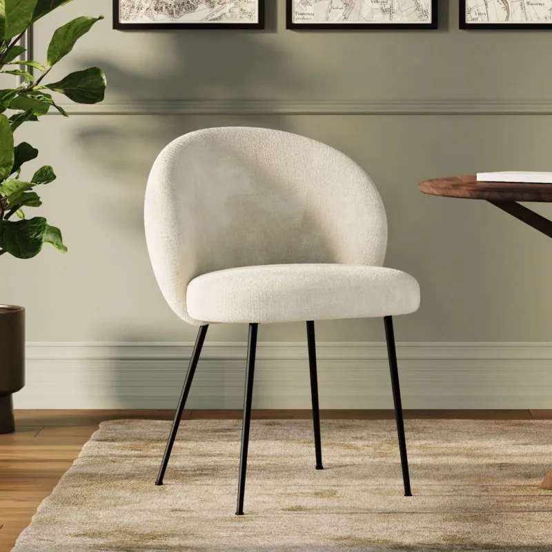Chaise velours chenille écru blanc