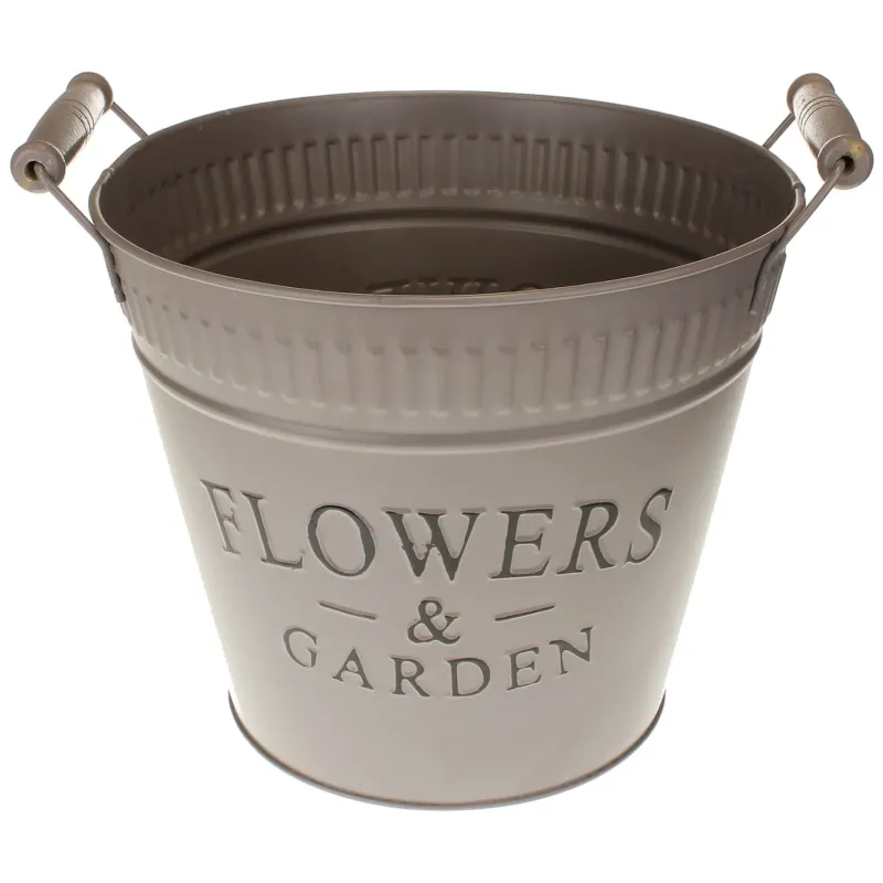 Zinkeimer Taupe Flowers & Garden