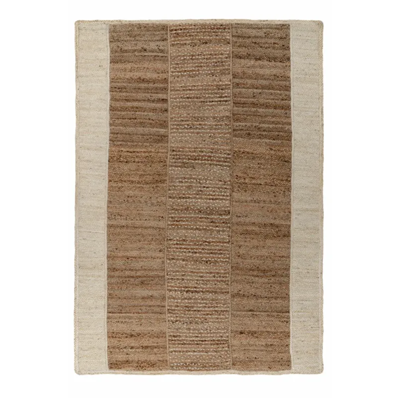 Teppich – Elfenbein Farbe, Kurzflor Struktur, Jute Material, 230 cm - Cozy Bliss 470 | Kayoom